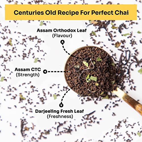 Fearless Tea Gold Blend 1872 CTC Chai, 250g | Kadak Assam Chai Patti | Premium Black Tea Powder, Darjeeling Long Leaves | Organic Taste, Strong Aroma & Natural Colour | Fresh Loose Leaf