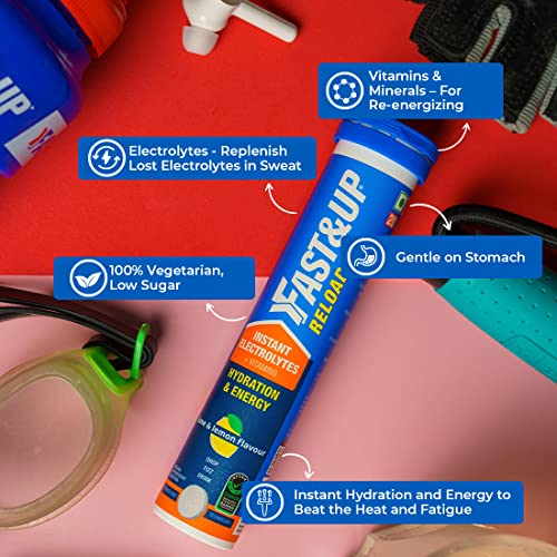 Fast&Up Reload Instant Energy and Hydration Sports Drink - 4 tubes with 20 tablets each - Lime&Lemon Flavour