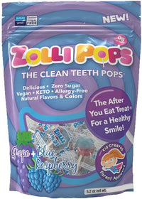Zollipops Blue Raspberry-Grape Duo Pops, Sugar-free, Allergy-free, Vegan, KETO & Diabetic Friendly, Clean Teeth Candy, Blue-Purple
