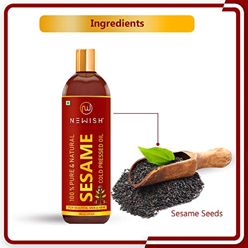 Newish® Cold Pressed Sesame oil for Hair, Skin and Massage (Til Ka Tel / Til Oil) 200ml