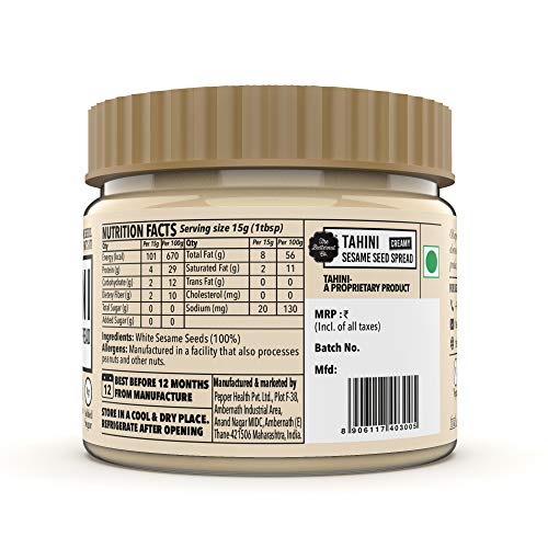 The Butternut Co. Tahini Sesame Seed Spread Creamy, 340 gms (Unsweetened, No Added Sugar, Non-GMO, Gluten Free, Vegan, High Protein, Keto)