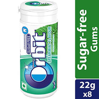 Orbit Wrigley Spearmint Flavour Sugar Free Chewing Gum, Pocket Bottle 22g Pack of 8
