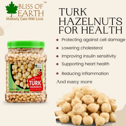 Bliss of Earth 200gm Turkish Hazelnuts, Raw & Dehulled, Healthy & Tasty