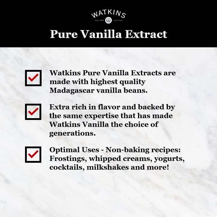 Watkins Pure Vanilla Extract, with Madagascar Vanilla Beans, Non-GMO, Kosher, 2 oz. Bottle, 1-Pack
