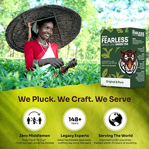 Fearless Green Tea Original & Pure | 200g | Natural Loose Leaves | Non Bitter Assam Tea | Silver Tips For Faster Weight Loss | Exported Worldwide, Now In India | Single Estate Jokai | Makes 120+ cups