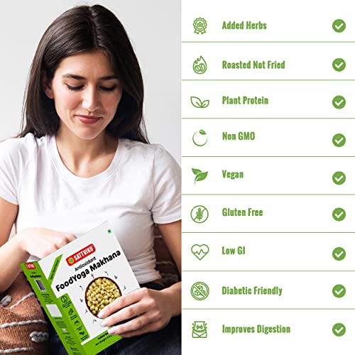 Sattviko Pudina Makhana FoodYoga, Healthy Snacks, (3x40 g) | Antioxidant Rich | Lotus Seeds, Fox Nuts, Gluten Free Diet Food, Vegan Snacks, Foodyoga