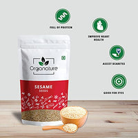 Organature Fresh & Natural White Sesame Seeds (Unhulled) | White Til | Tal | Indian Spices (400 Grams)