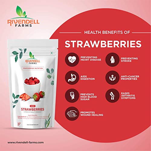 RIVENDELL FARMS Dried Strawberry | 100% Pure & Natural | Handpicked Dried Berries | High in Anti-Oxidants | Non-GMO (200 Gm)