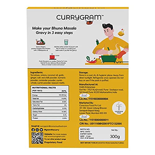 Currygram Bhuna Masala | Ready to Cook | Medium spicy & Serves 4 | Bhuna Masala gravy Pack of - 300g