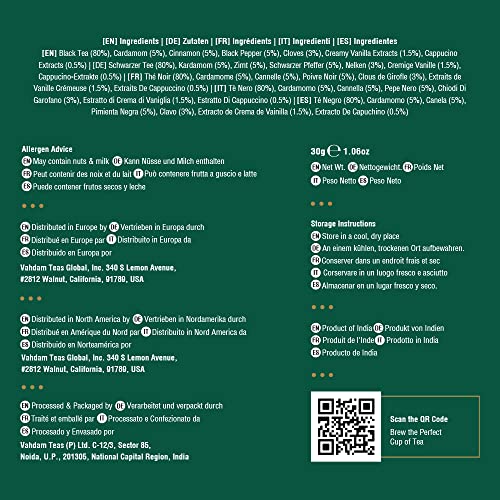 VAHDAM, Vanilla Chai Tea | 15 Tea Bags | Spiced Masala Chai Tea | Delicious Blend Of Vanilla Tea | Spiced Chai Tea Bag | Brew As Hot, Cold or Iced Tea