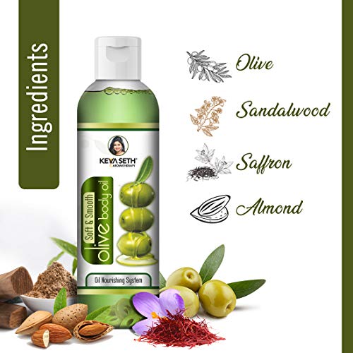 Keya Seth Aromatherapy Soft & Smooth Body Oil, Quick Absorbing Non-Sticky Nourishment for Hair & Skin, Daily Use After Bath Massage Oil for Men & Women Enriched with Pure Olive & Essential Oils 200ml (Pack Of 2)