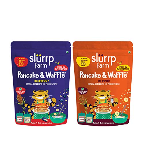 Slurrp Farm Millet Pancake Mix Combo Blueberry & Classic | No Maida, Wheat & Refined White Sugar | Supergrain Millets Rich in Nutrients | 150G Each