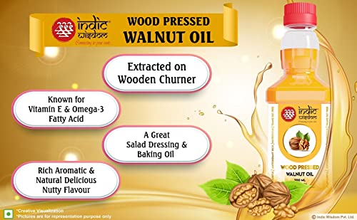 IndicWisdom Wood Pressed Walnut Oil 100ml (Cold Pressed - Extracted on Wooden Churner)
