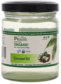 Farm Naturelle -100 % Pure Organic Extra-Virgin Cold Pressed Coconut Oil (Glass Bottle - 200ml)