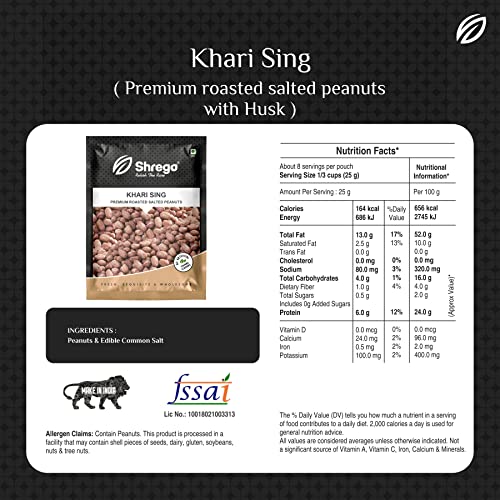 SHREGO Khari Sing Roasted Salted Peanut, Snack & Namkeen (360 Gm) (2X180G Vacuum Packed)