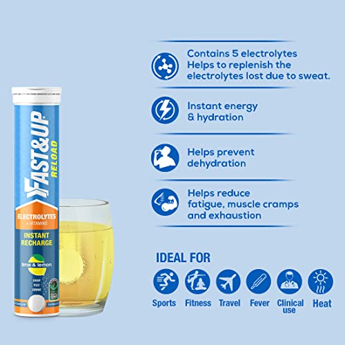 Fast&Up Reload electrolyte energy and hydration - sports drink - 20 effervescent tablets - Lime and Lemon flavour
