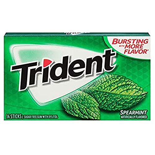 Trident Spearmint Sugar Free Chewing Gum, 14 Count (Pack of 1)