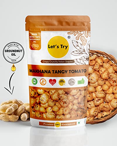 Let's  Try Tangy Tomato Makhana 90gm | No Additives & Preservatives | Air Roasted.