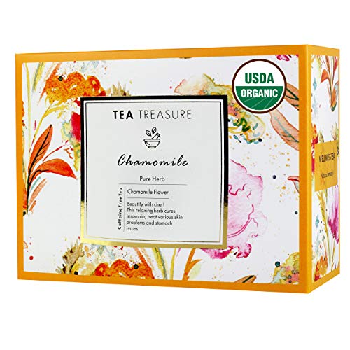 Tea Treasure Pure Chamomile, Calming and Soothing Sleep, for Stress & Anxiety, 18 Pyramid Bags