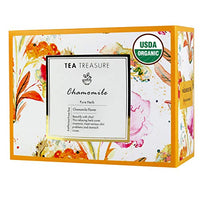 Tea Treasure Pure Chamomile, Calming and Soothing Sleep, for Stress & Anxiety, 18 Pyramid Bags