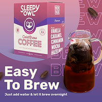 Sleepy Owl Cold Brew Pack Flavour Box | 5 Flavours | Set of 5 Brew Packs - Makes 15 Cups | 100% Arabica Coffee | 3 Step Cold Brew - No Equipment Required