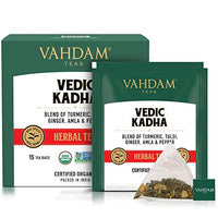 VAHDAM - Organic Ayurvedic Kadha Tea 15 TBS | Herbal Tea for Immunity | Grandma's  Kadha with Tulsi, Amla, Turmeric, Ginger, Black Pepper, Fennel, Cumin and Cloves - 15 Ayush Kadha TBS