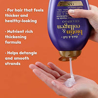 OGX Thick & Full + Biotin & Collagen Volumizing Shampoo for Thin Hair, Thickening Shampoo with Vitamin B7, Collagen & Hydrolyzed Wheat Protein, For Thicker, Fuller, Healthier looking hair, Sulfate Free Surfactant, No Parabens, 385 ml