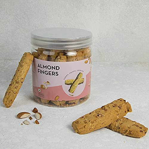 CookieMan Almond Fingers - 250g| Gourmet Biscuit with Real Almonds | Artisanal Cookies |Eggless Gourmet Biscuits | Best paired with Tea & Coffee Snack