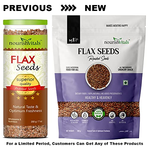 Nourishvitals Flax Roasted Seeds, 200g - 100% Natural & No Added Preservatives, Rich in Fiber and Calcium, Source of Omega 3