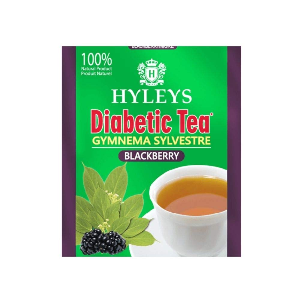 Hyleys Natural Wellness Gymnema Silvestre Green Tea With Blackberry Flavor - 25 Tea Bags (100% Natural, Sugar Free, Gluten Free and Non-GMO) (Packaging May Vary)