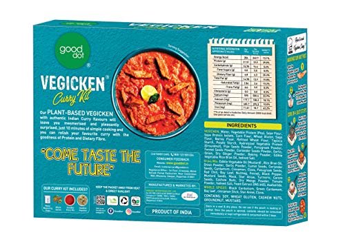 GoodDot Vegicken Curry Kit- Cruelty Free Vegan Mock Meat | Vegetarian & Vegan Friendly | Plant Based High Protein | with High Dietary Fiber and Zero Cholesterol | Come Taste The Future - (370 g)