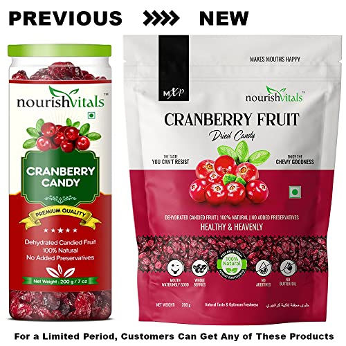 NourishVitals Cranberry Dehydrated Dried Fruit, 200 g (NUVITAL21)