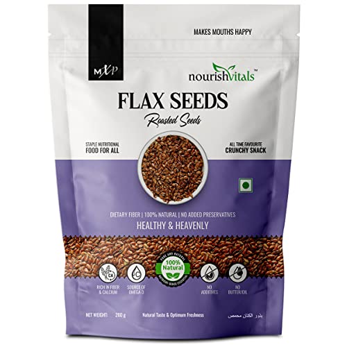 Nourishvitals Flax Roasted Seeds, 200g - 100% Natural & No Added Preservatives, Rich in Fiber and Calcium, Source of Omega 3