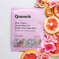 Quench Botanics Mon Cherry Sheet Mask for Bright and Clear Skin | Made in Korea | Sheet Mask Drenched with Serum | Brightens Skin and Boosts Radiance | with Cherry Blossom, Grapefruit, Pearl, Olive Oil and Babassu Seed Oil