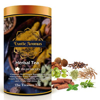 Exotic Aromas Herbal Green Tea, (50 G serves 25 cups) with Ashwagandha, Giloy, Amla, Cinnamon, Fennel, , Peppermint and Moringa, Green Tea for Weightloss, Detox and Immunity