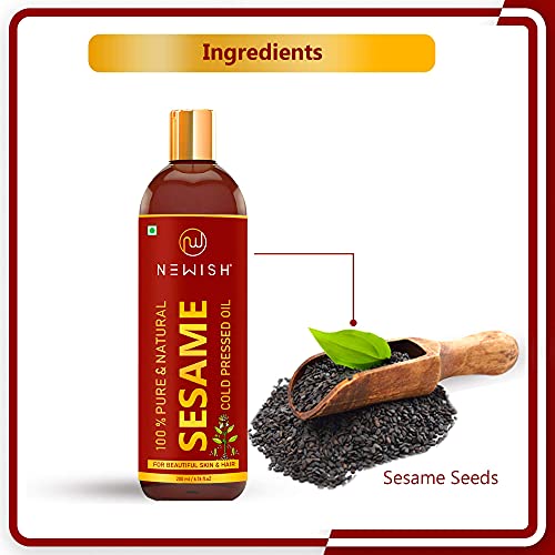 Newish® Cold Pressed Sesame oil for Hair, Skin and Massage (Til Ka Tel / Til Oil) 200ml - 2