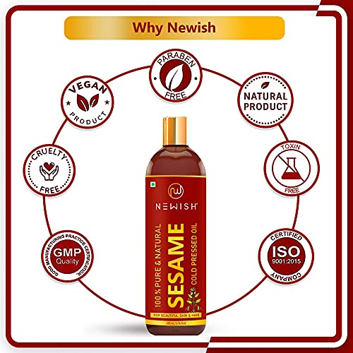 Newish® Cold Pressed Sesame oil for Hair, Skin and Massage (Til Ka Tel / Til Oil) 200ml - 2