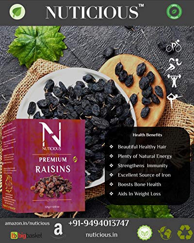Nuticious Black Raisins -125 G ) )Pack of 3)…Dryfruits & Berries,Diwali Gifts ,Diwali Offer ,Nuts
