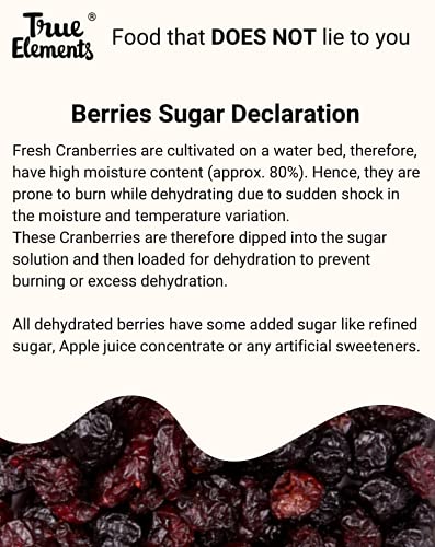 True Elements Whole Cranberries 125g - Cranberry Dry Fruit | Non-GMO, Gluten Free & Vegan Dried Berries