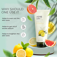 The Face Shop Herb Day 365 Cleansing Foam, Lemon & Grapefruit, ml with lemon extracts, SLS and Paraben Free, 170 millilitre