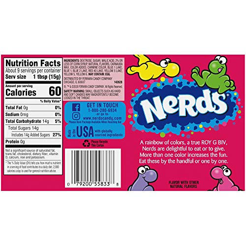 Wonka Rainbow Nerds Candy, 141 g