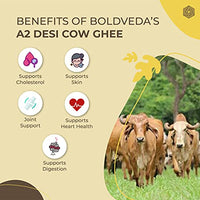 BOLDVEDA A2 Ghee - Desi Gir Cow Ghee Pure & Natural Hand Made by Traditional Bilona Method - Gluten Free with Rich Taste & Aroma -175 ml (BVA2GHEE175ML)