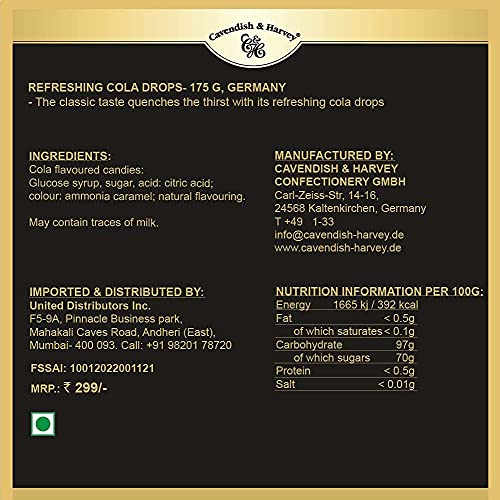 Cavendish & Harvey Refreshing Cola Drops - 175g, Germany