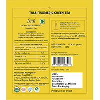 VAHDAM, Tulsi + Turmeric Green Tea | Green Tea Bags (15 Pyramid Tea Bags) | Organic Detox Tea with Medium Caffeine Content | Rich in ANTIOXIDANTS | Brew it Hot or Cold