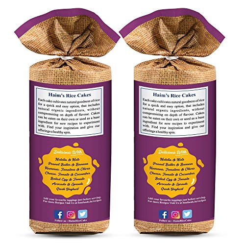 HAIM Organic Crispy Rice Thicks Wholegrain Brown Rice Cakes with Himalayan Salt & Black Pepper Pack of 2