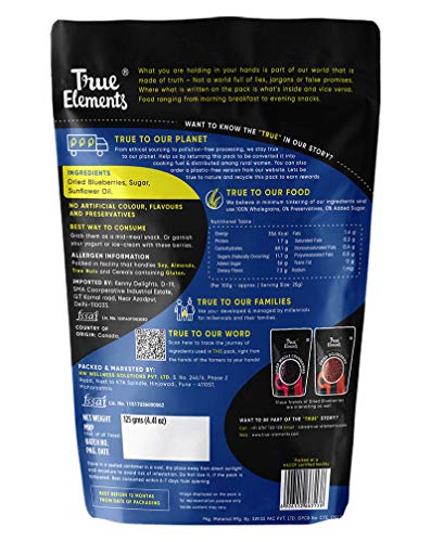 True Elements Dried Berries Combo 250g (Non-GMO Cranberries 125g & Dried Blueberries 125g) - Berries Mix | Healthy Snacks | Mixed Berries