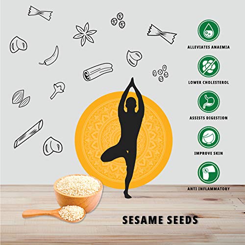 Organature Fresh & Natural White Sesame Seeds (Unhulled) | White Til | Tal | Indian Spices (400 Grams)