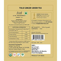 VAHDAM Organic Tulsi Ginger Tea - 15 Green Tea Bags | 100% Whole Leaf, USDA Certified Green Tea for Weight Loss Fast | Pure Detox Tea & Digestive Health Drink