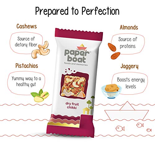 Paper Boat Dry Fruit Chikki, No Added Preservatives and Colours | Gajak | Sweets | Made with Jaggery | Gazak (Pack of 10, 280g/250g)(weight may vary)