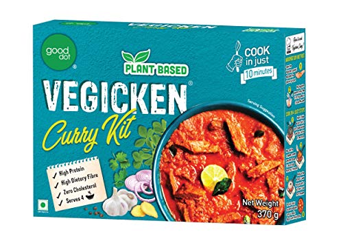 GoodDot Vegicken Curry Kit- Cruelty Free Vegan Mock Meat | Vegetarian & Vegan Friendly | Plant Based High Protein | with High Dietary Fiber and Zero Cholesterol | Come Taste The Future - (370 g)